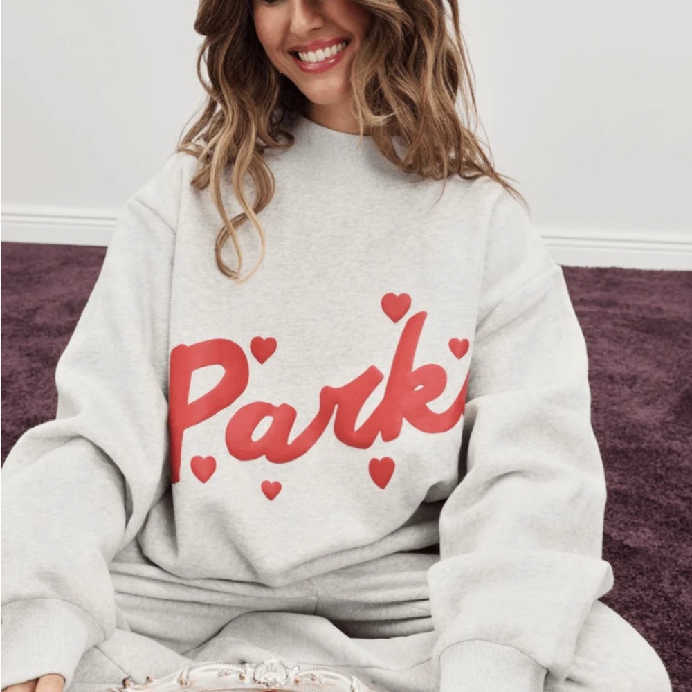 Gray Park Sweatshirt with Red Accents
